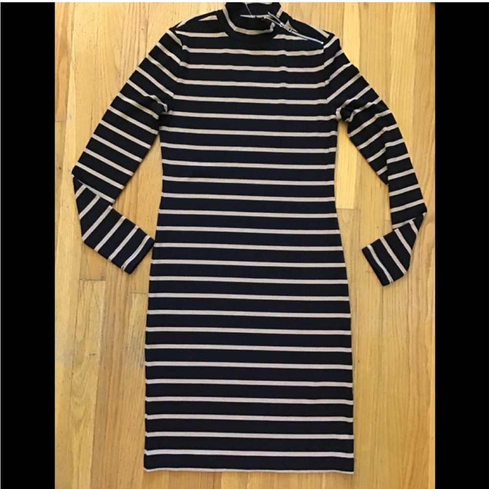 Banana Republic Mock Neck Ribbed-Knit Dress w/ Zipper